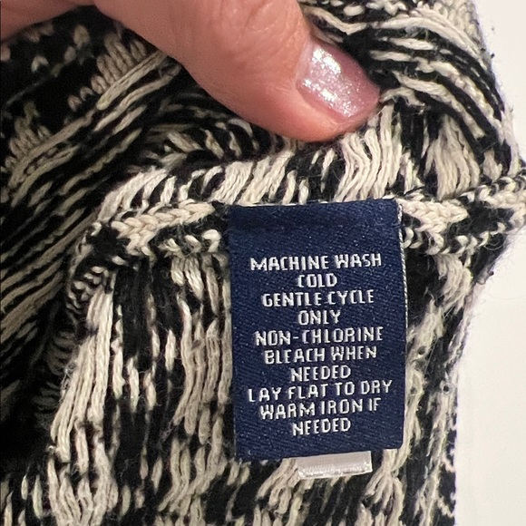 Chaps - xl, black‎ and beige, Houndstooth Sweater Jacket - Picture 5 of 6